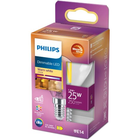Philips LED Lampadina, Sfera, Filamento, WarmGlow, 3.4-40W, Dimmerabile, E14, 1 pezzo
