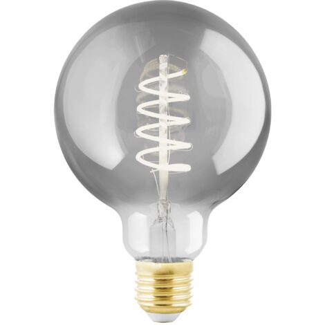 EGLO LED E27 dimmerabile, lampadina a spirale Globe, lampada vintage nero-trasparente in design retrò, 4 Watt, 100 Lumen, illuminante bianco caldo, 2000k, Edison G95, Ø 9,5 cm