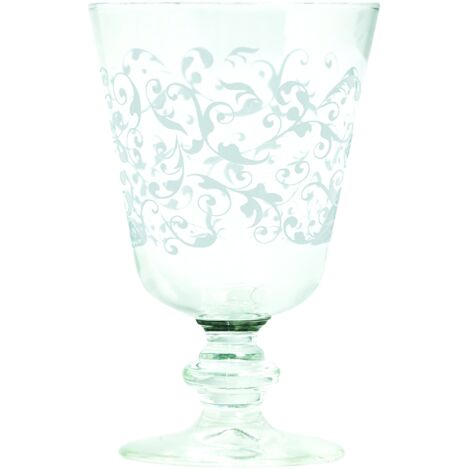 Excelsa 60826 Domus Set 6 Calici Vino, Vetro, Decorazioni Bianche
