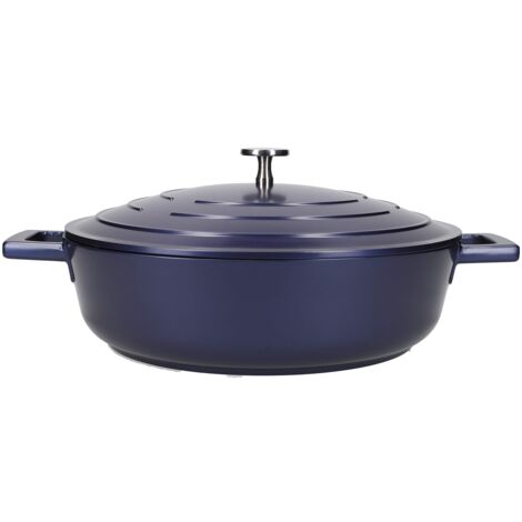 MasterClass Casseruola bassa con coperchio 4 litri/28 cm, in alluminio fuso leggero, sicura per forno e piano cottura a induzione, blu (1/5)