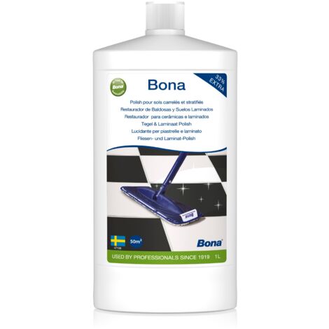 Bona lucidante per pavimenti in superfici dure 1 L, alto lucido, per pietra, piastrelle e laminato, prodotto per laminato, lucidissimo pavimenti, piastrelle pavimento, lucidissimi, cura