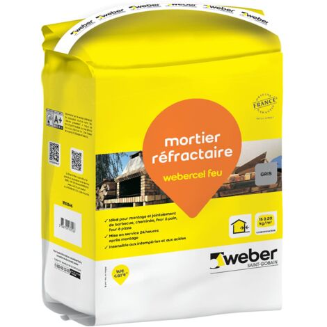 Malta refrattaria per il montaggio e l'assemblaggio di mattoni refrattari, 5kg, WEBERCEL FEU, WEBER