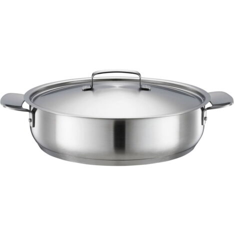 Fiskars Teglia con Coperchio, Ø 28 cm, Con Rivestimento, Adatta per Tutti i Piani Cottura, Acciaio Inox Riciclato, All Steel, Argento, 1064749 (1/4)