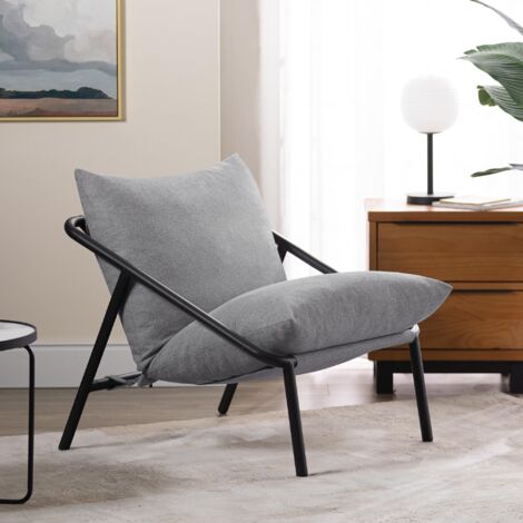 Poltrona relax Zinus Ada 79x68x79 – Struttura in metallo – Imbottitura in schiuma a scaglie – Grigio chiaro – Sostegno fino a 110 kg (1/5)