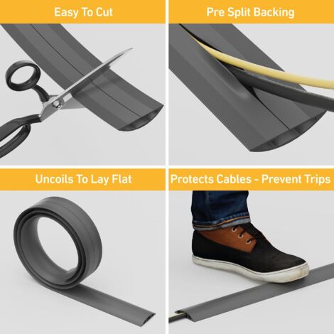 Canalina Passacavi Pavimento 3 Canali 1.8M - Calpestabile E Adesiva Per Casa, Ufficio E Eventi - Foto 9