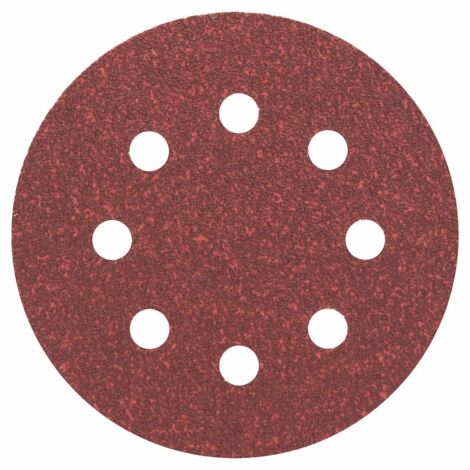 Bosch 2608605104 Disco Abrasivo per Levigatrice Ø 115 mm 8 Fori, Grana 60, 5 Pezzi