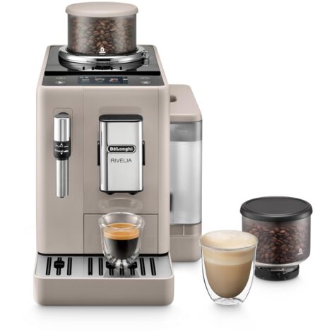 De'Longhi Rivelia Perfetto EXAM440.35.BG, Macchina da Caffè Automatica, Chicchi Macinati al Momento, Portachicchi Intercambiabile, Montalatte Classico, Display Touch a Colori, Beige