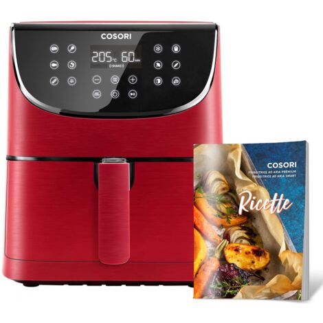 COSORI Friggitrice ad Aria 5,5 Litri, Air Fryer, 1700W, 13 Funzioni, 85% Meno Olio, 75-205°C, Fino al 50% Più Veloce del Forno, 100 Ricette Italiane, Display Digitale, CP158 Rossa