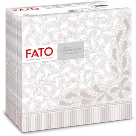 Fato - Tovaglioli in Carta a secco, Airlaid, Effetto Tessuto, Confezione da 50 tovaglioli, Formato 40x40 piegato in 4, Decoro Botanic Polvere (1/4)