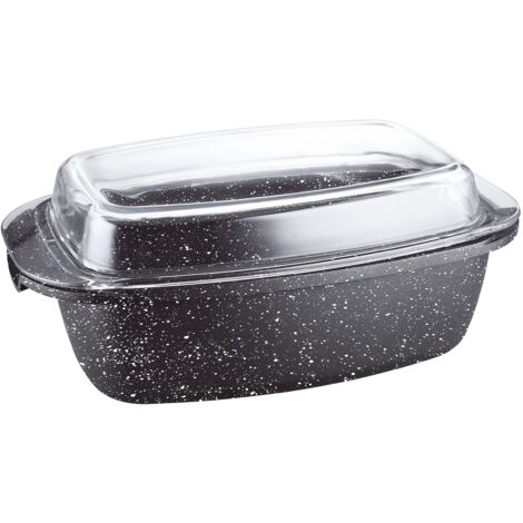 KAMBERG Rostiera 40 x 22 x 16 cm, Ghisa di Alluminio, Rivestimento Antiaderente di Alta Performance Pietra, Coperchio in Vetro, Tutti Fornelli y induzione, Senza PFOA, 5.3 Litri (1/2)