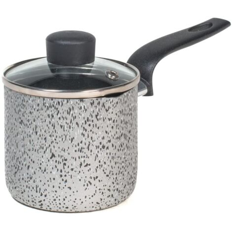 HOME Salt Npepper Bollilatte in Alluminio con Rivestimento Antiaderente, Coperchio in Vetro, 10cm (1/3)