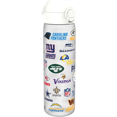 Ion8 Borraccia a Prova di Perdite, 500ml, Facile da Aprire, Serratura Sicura, Lavabile in Lavastoviglie, Senza BPA, Maniglia, Adatta a Portabicchieri, Facile Pulizia, Design NFL Squadre (1/4)