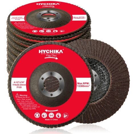 HYCHIKA Disco Lamellare 115mm, 10PC Dischi Lamellari Abrasivi Lamellari, Grana 120, Adatto per Acciaio Inossidabile Metallo e Legno per Smerigliatrice Angolare (1/4)
