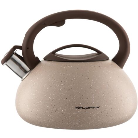 FLORINA Bollitore Acqua (2,5 l) I Bollitore da Fornello LAVA I Manico in Silicone I Fischio Automatico I Per Fornelli a Induzione, Gas, Elettrici I Colore: Beige (1/4)