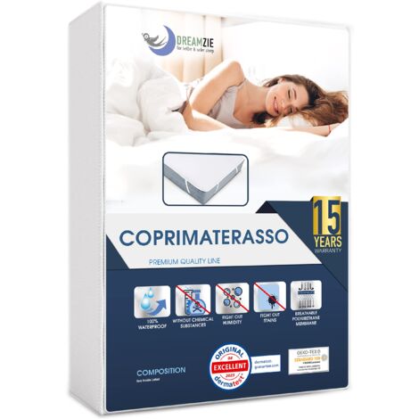 Dreamzie Coprimaterasso Matrimoniale Impermeabile 160x200 cm - OEKO TEX - Coprirete Matrimoniale adattato anche per 160x190
