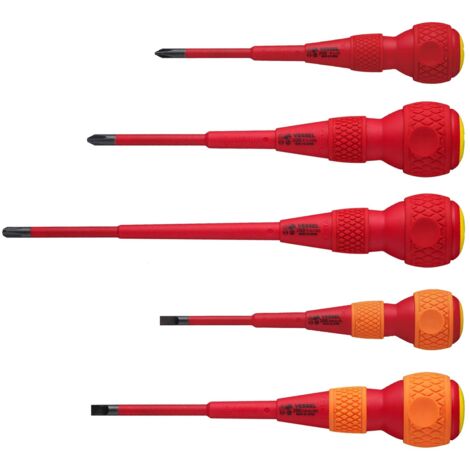 VESSEL Cacciavite BALL GRIP VDE (isolati) Crociforma/piatto, set di 5 pezzi (1/3)
