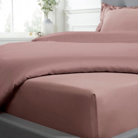 Sleepdown Lenzuolo con angoli in 100% flanella di cotone spazzolato, biancheria da letto di lusso, morbido e confortevole, 25 cm, rosa cipria, super king, 5056242833932
