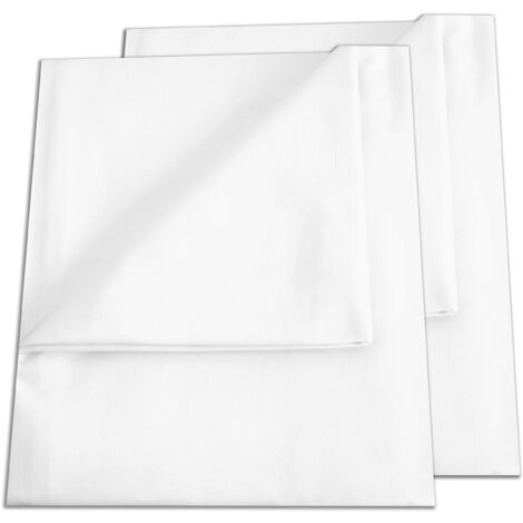 GREEN MARK Set di 2 lenzuola piane – 100% cotone, senza angoli elasticizzati, morbide e facili da lavare – Bianco, 250x150 cm (1/3)