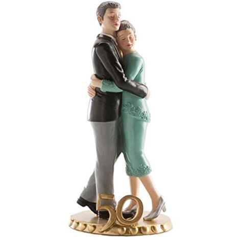 dekora - Decorazione per Torte di Matrimonio - Figura di Sposi Abbracciati 50 Anniversario 20 cm (1/4)
