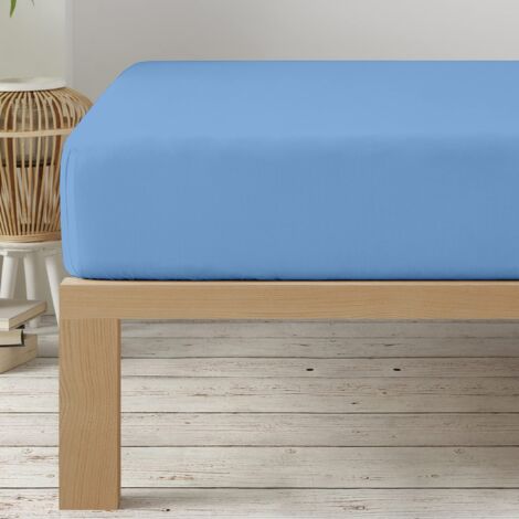 Degrees Home - COLLEZIONE - Lenzuolo con angoli 90 x 190 x 33 - Regolabile - Microfibra poliestere garzata - Blu (1/4)
