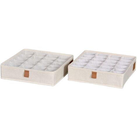 LOVE IT STORE IT - Organizer Cassetti Premium A 24 Scomparti - Pieghevole - Rinforzi In Cartone - Scatole Per Armadio - 30x30x8cm - Set Sa 2 - Beige (1/5)