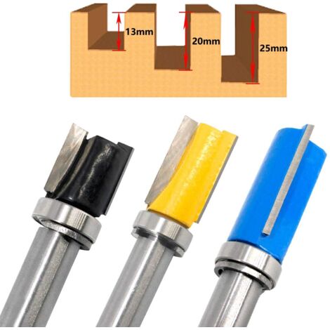 Fresa per scanalatura a T da 6 mm, frese a T, 3 pezzi (7,93/9,52/12,7