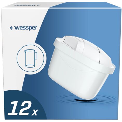 Wessper Filtro Acqua per Caraffa Filtrante, Compatibili con le Brita Maxtra +, Cartuccia Filtrante con Carbone Attivo e Resina a Scambio Ionico, Cartucce Filtri - 12 Pezzi
