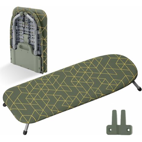 Xabitat Asse da stiro da tavolo con montaggio a parete, a D, portatile, salvaspazio, mini asse da stiro pieghevole per lavanderia, verde