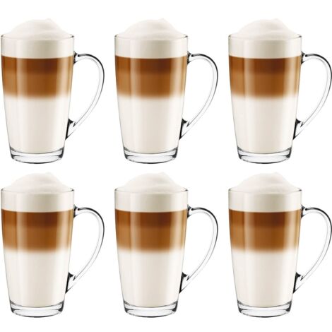 Glasmark Krosno Latte Macchiato Set di 6 bicchieri da tè con manico, bicchieri da dessert per acqua, caffè e vin brulé, 6 x 400 ml (1/4)