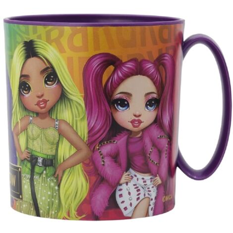 ALMACENESADAN, 2065 Tazza di plastica riutilizzabile adatta al microonde, con licenza RAINBOW HIGH, senza BPA e capacità per 350 ml