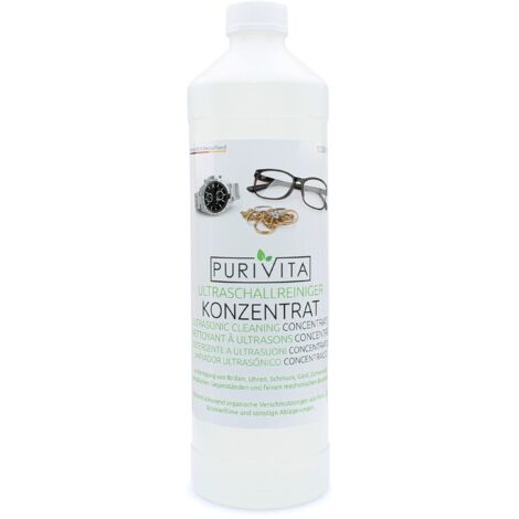 PURIVITA - Concentrato per pulizia ultrasuoni - Ultrasonic Cleaner - pulisce occhiali, gioielli, protesi dentali, ecc. - per dispositivi ad ultrasuoni e bagni ad ultrasuoni - 1000 ml