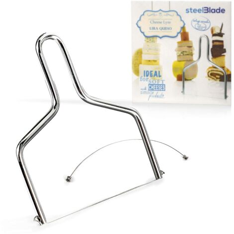 Steelblade - Lira Formaggio in Acciaio Inossidabile + Filo di Ricarica in Regalo - Coltello da Formaggio Perfetto per Tagliare Formaggi a Pasta morbidao cremosi, paté, Torte o Dolce Morbidi, Burro. (1/4)