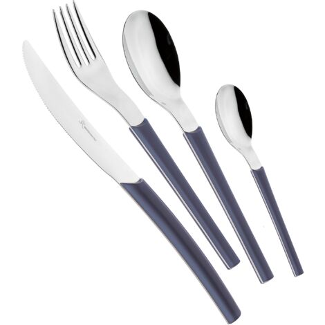 EME POSATERIE Loto Grigio 432 - Set di Posate da Tavola in acciaio inox 18/10, per 6 persone, 24 pezzi