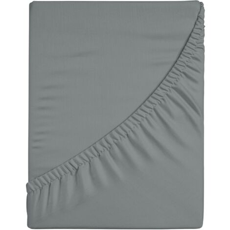 Komfortec Lenzuolo con angoli elasticizzati in jersey, 200 x 200 cm, 100% cotone, Grigio (1/4)