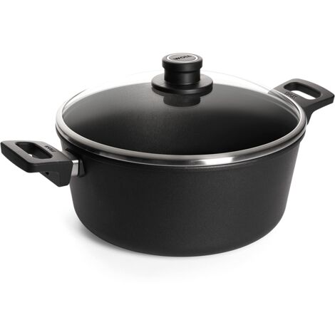 Woll 128NL - Casseruola Nowo in titanio con 2 manici e coperchio in vetro infrangibile, 28 x 12 cm (ø x A), capacità: 6 l (1/4)