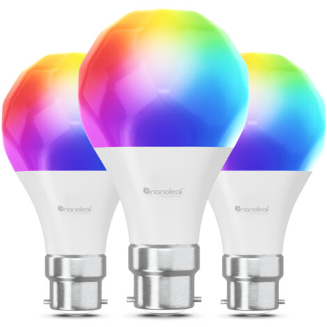 Nanoleaf Matter Essentials 3 Lampadine LED B22 RGBW Smart e Dimmerabile - Luci Led 16M Colori, Matter over Thread, Bluetooth, Funziona con Google Home Apple, Sincronia Musica e Monitor, Casa e Gaming (1/5)