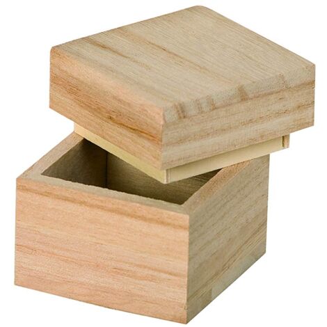Artemio - Scatoletta di Legno, Quadrata, 5 x 5 x 5 cm, Colore: Beige (1/4)