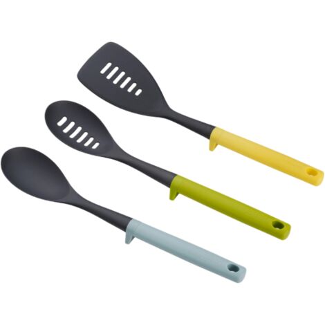 Joseph Joseph Duo Utensili Cucina, Set accessori 3 pezzi, mestoli, cucchiai e spatola, resistenti al calore, Multicolore (1/4)