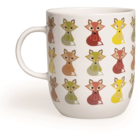 Excelsa Tazze Animals Tazza Mug Volpe 400 ml, Porcellana, Bianco/Multicolore, 1 unità (Confezione da 1) (1/2)