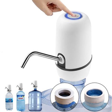 NK Dispenser di acqua – Dispenser automatico, Ricarica USB, Dosatore in Acciaio, Senza BPA, 1200 mAh, 1,5 l, 5,7 l, 10 l, 11,3 l, 15 l, 18,9 l, (Colore Bianco)