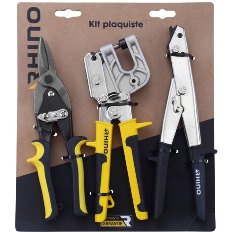 RHINO - Set di 3 utensili, kit 3 pezzi - Cesagliatore/Gripsettrice/crimpatrice - appositamente progettato per piastre - 5 anni di garanzia