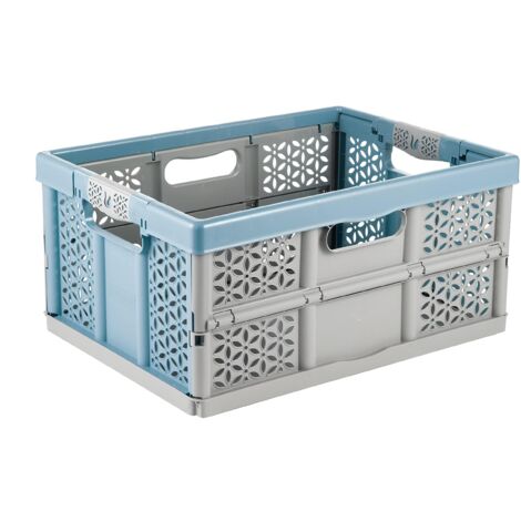 keeeper Robusta Cassetta Pieghevole con Impugnature Soft-Touch, 48,5 x 35 x 23,5 cm, 32 L, Lea, Nordic Blue (Blu)