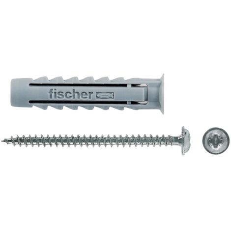 Fischer 100 Tasselli SX Plus SP con Vite Testa Cilindrica 6x30 mm per Muro Pieno, Mattone Forato, Muratura, Calcestruzzo, per il Fissaggio di Lampadari, Mobili, Pensili, Mensole, 567628