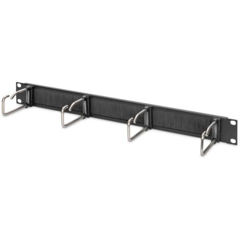 Digitus - Pannello Estensibile per Cavi con Passante e Barra Spazzolata, 19 Pollici, 1U, 4 staffe di Guida in Acciaio, Nero, Cavo pannello di gestione 1U - striscia di spazzola - NP (1/5)