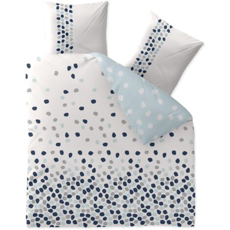 Lenzuola Double Face In Cotone 100% - Aqua Textil Trend Hanaa - Righe Grigio, Bianco E Beige - Set 135x200 Cm Con Federa - Lavabile A 60° E Certificato Oeko-Tex