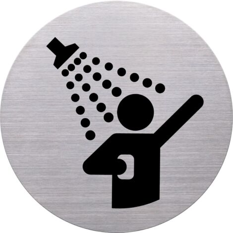 Helit H6271300 - Cartello per doccia, diametro 115 mm, autoadesivo, in acciaio INOX