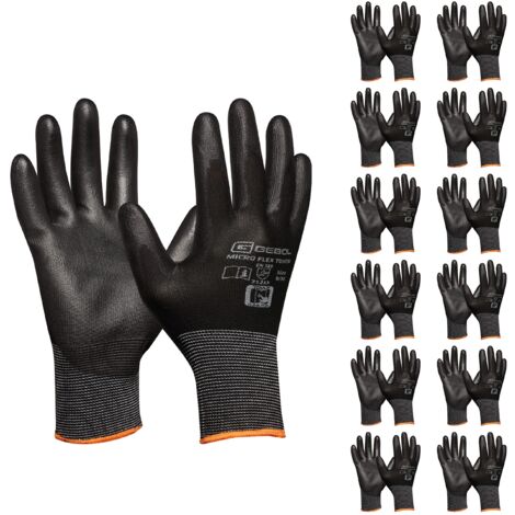 PES, Guanti In Nylon, Con Palmo Rivestito In Poliuretano, Nero