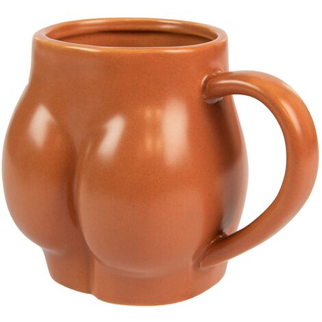 Fisura - Tazze divertenti a forma di culo. Tazza originale. Capacità: 320 millilitri. 14 x 10,5 x 8 centimetri. Materiale: Porcellana (Marrone) (1/5)