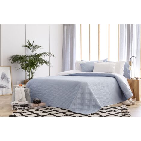 Todocama - Copriletto trapuntato sottile con motivo a rombo, per primavera, estate, autunno e inverno, 100% microfibra extra morbido, Copriletto multiuso, Letto 120/135 - 230x260cm, Azzurro
