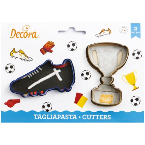 Decora 0255208 Set 2 Tagliapasta Trofeo e Scarpetta da calcio, Ideale per Creare Decorazioni in Pasta di Zucchero o Gomma, Made in Italy, Design originale, Confezione da 2 pezzi. (1/5)